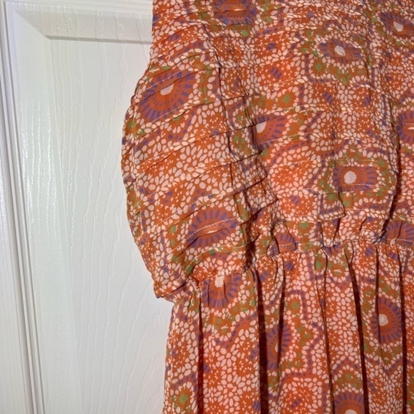 Pink Owl Orange Sleeveless Dress with Circle Pattern - Picture 10 of 15